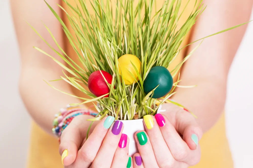 multi-colored Easter nails