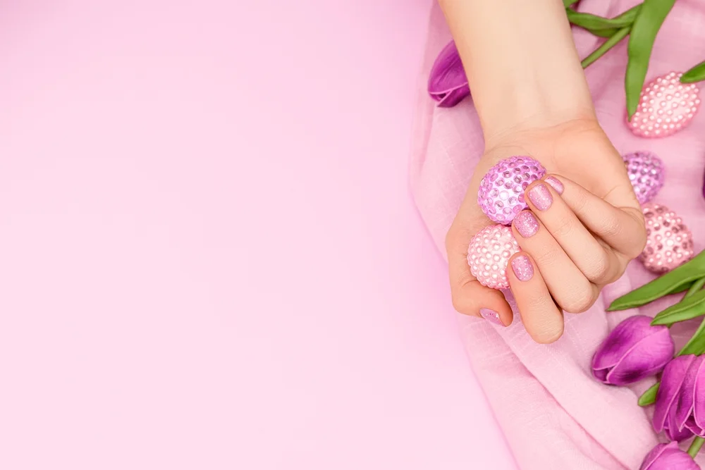 pink glittery nails
