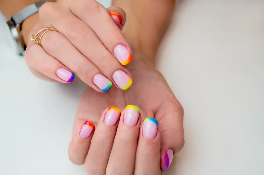 rainbow tipped nails