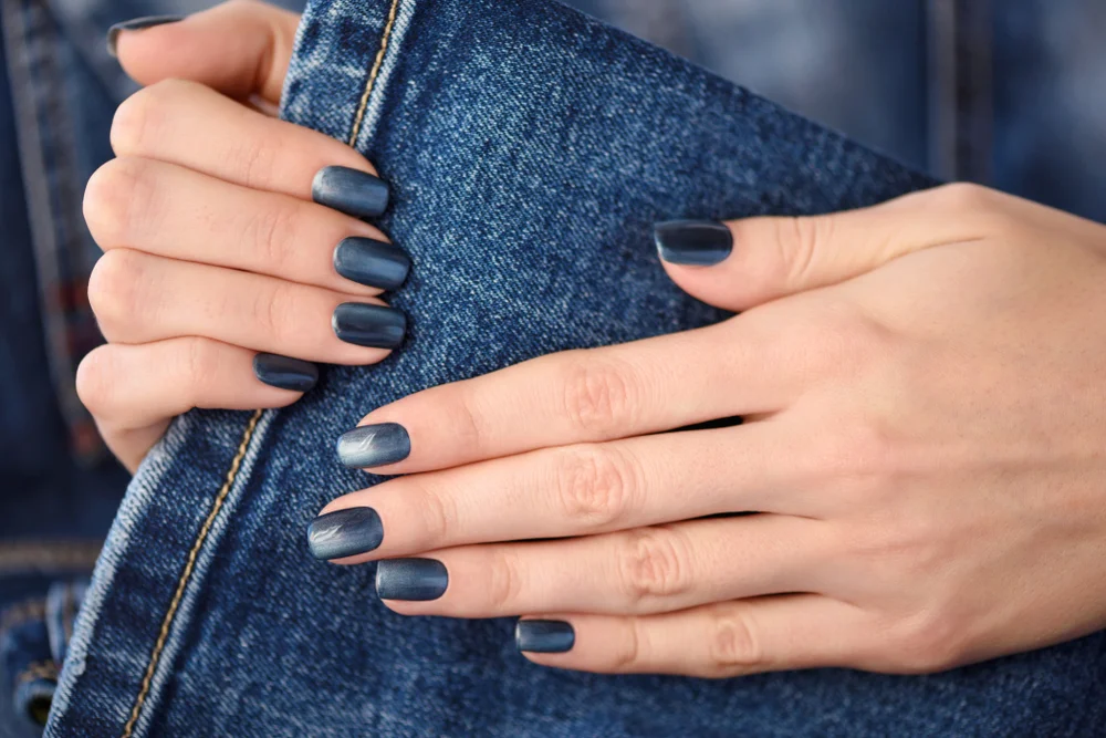 Dark wash denim nails