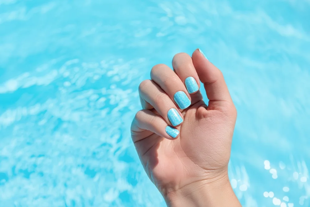sparkling pool water nails