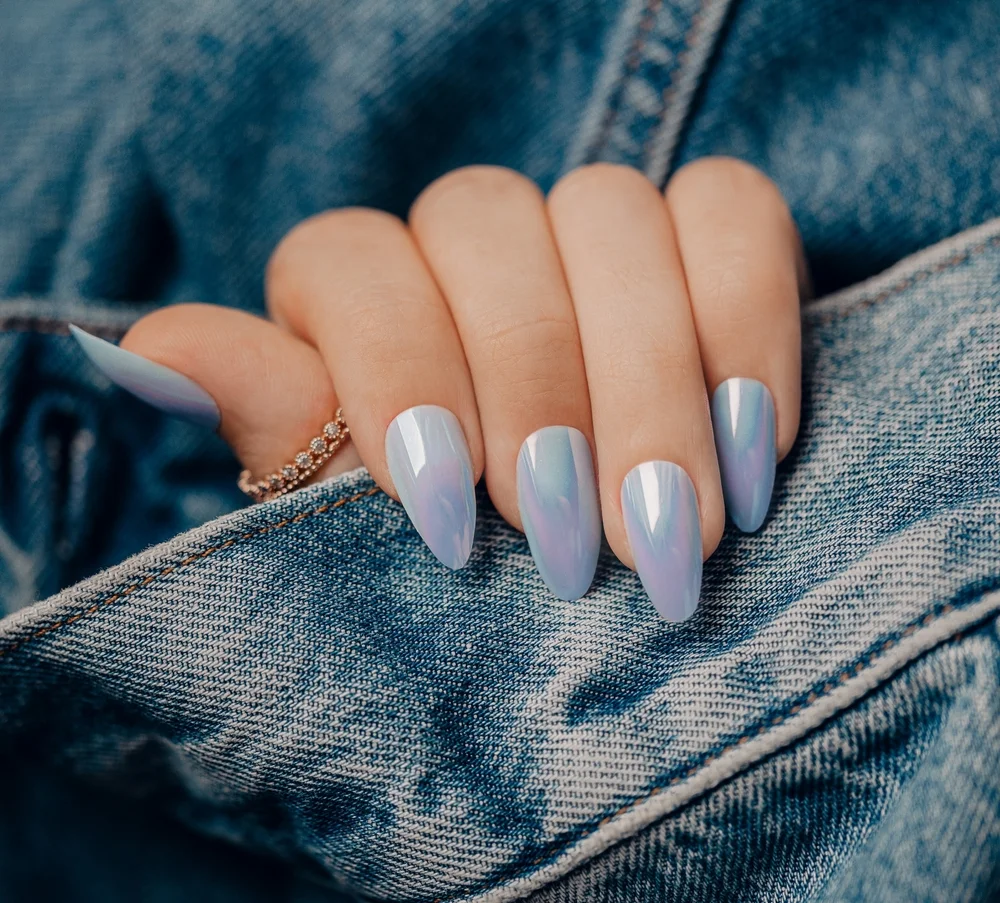 pearl blue nails