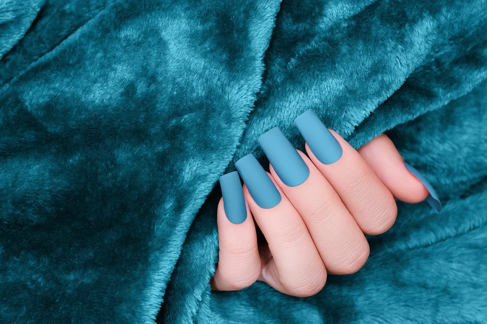 matte teal nails