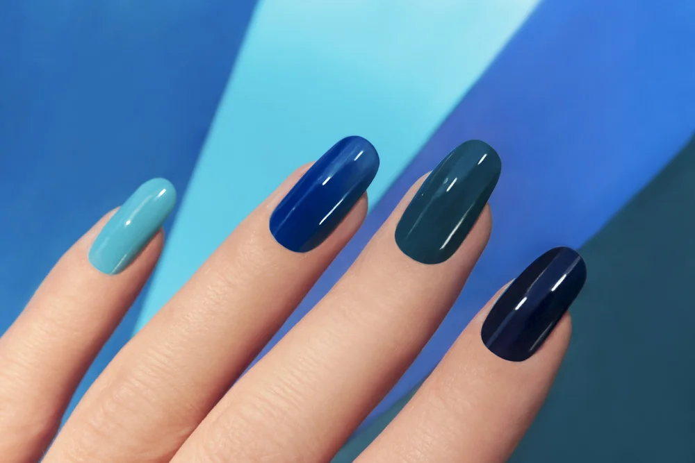 different colors of blue mani