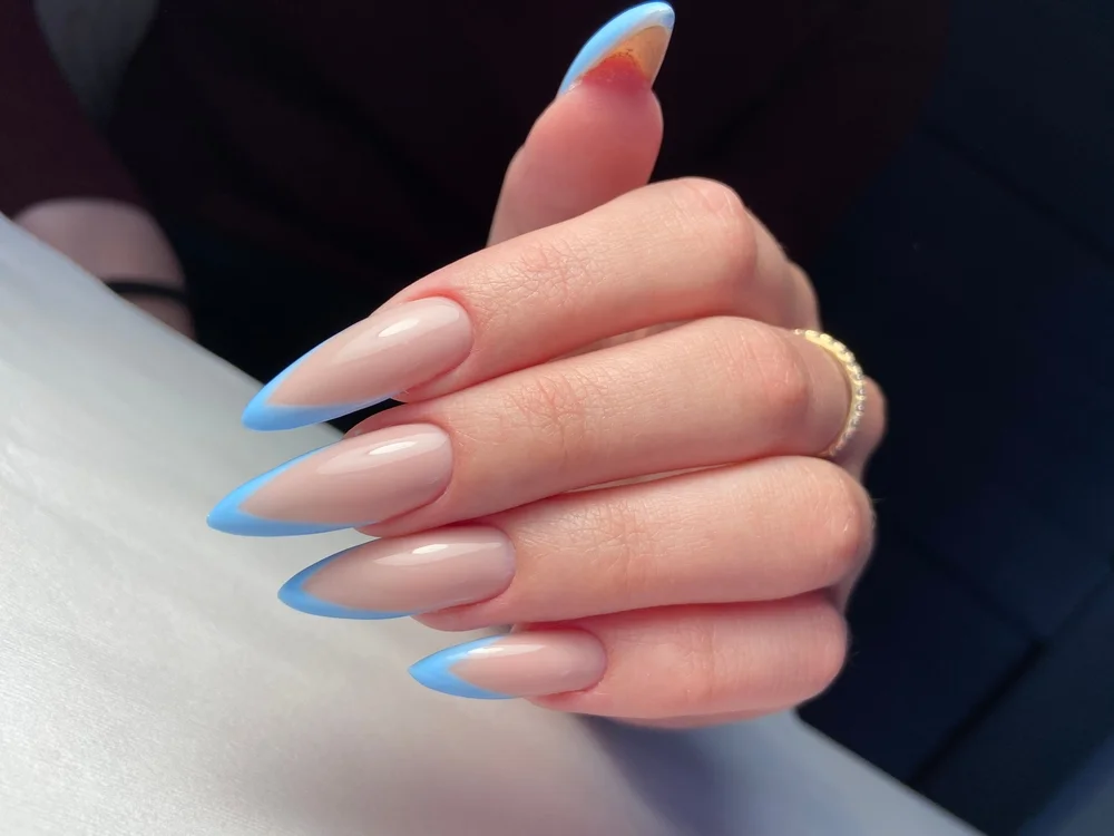 sky blue French tips