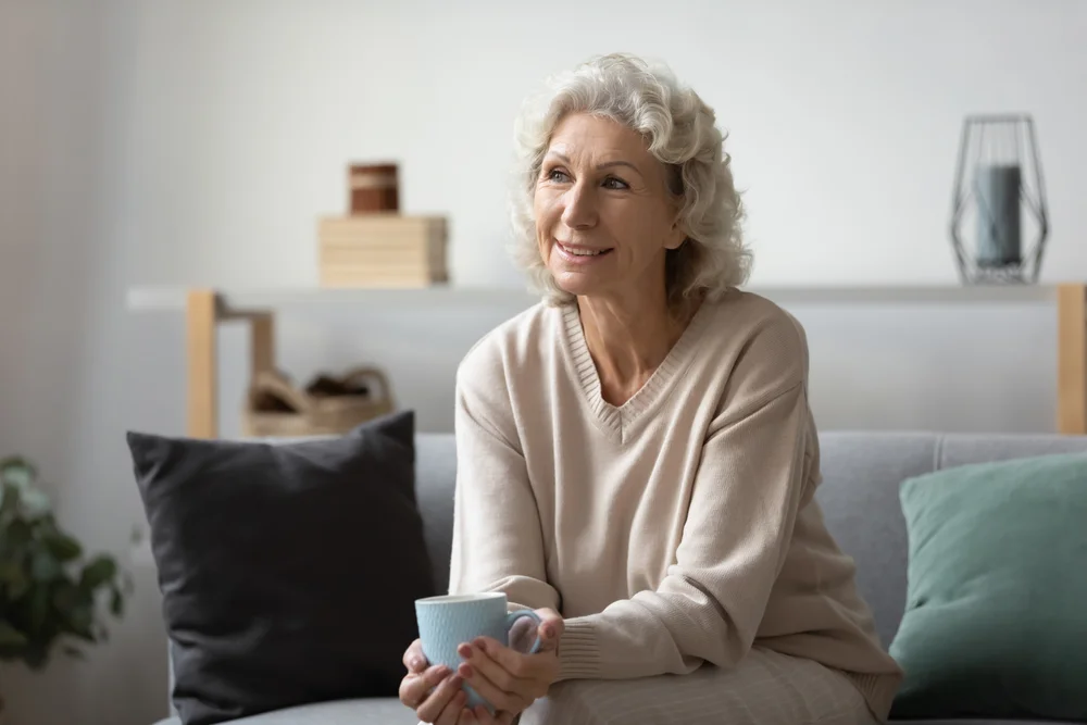 senior woman with wavy hair