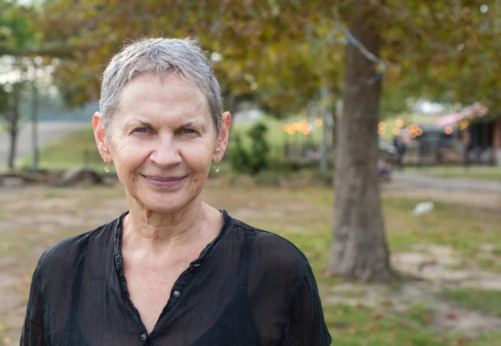 woman with super short hair