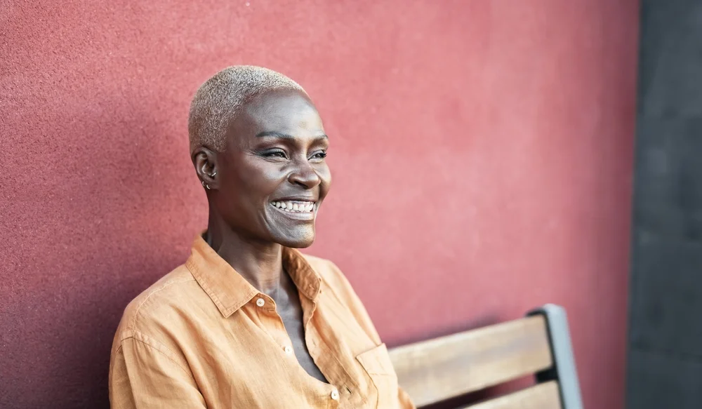 woman with close cropped hair