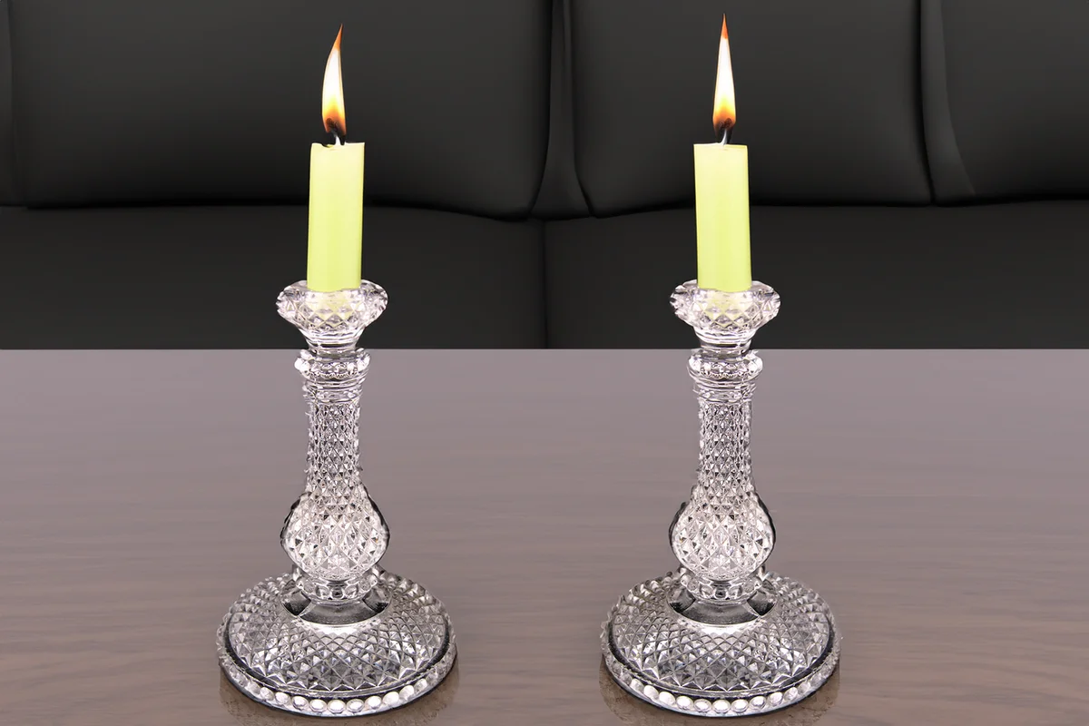 Traditional cut glass candle holders used in ceremonies candelabras