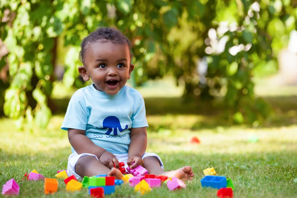 adorable baby with blocks