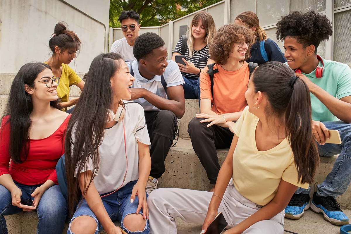 happy students on a break