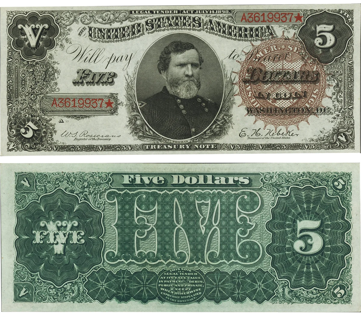 $5 1890 Treasury Note