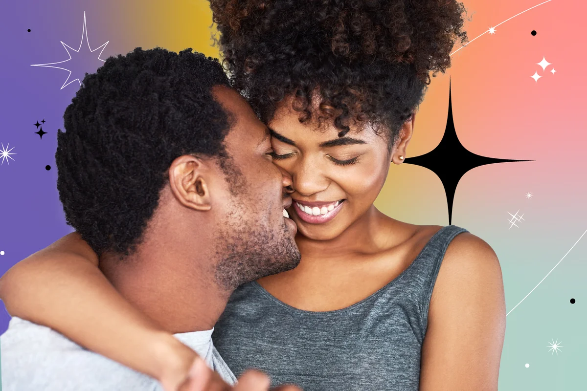 Happy couple kissing