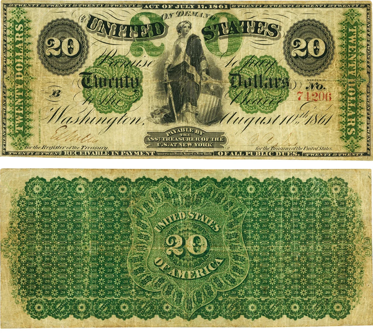 $20 1861 Demand Note