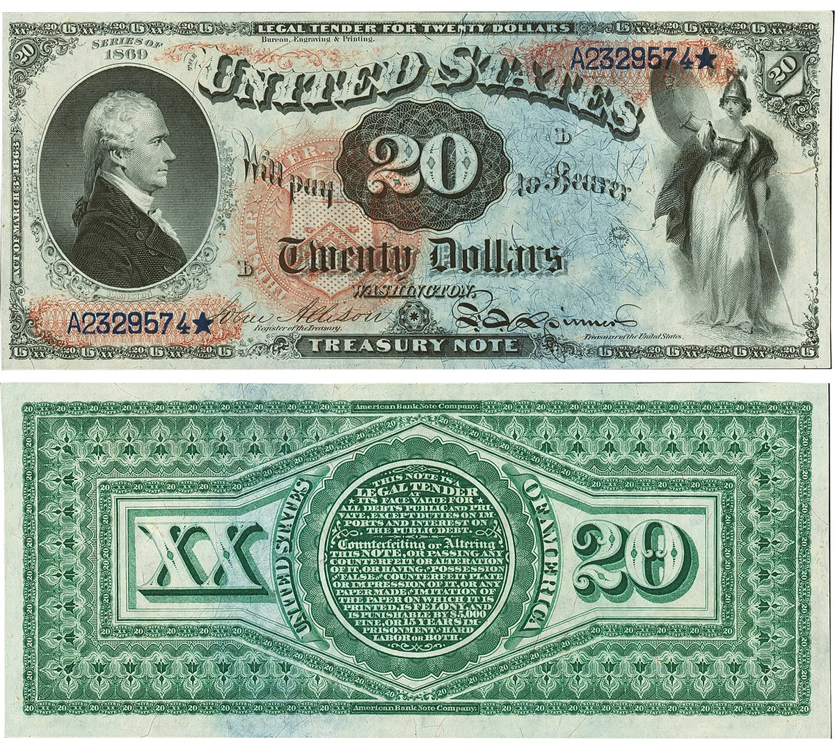 $20 1869 Legal Tender
