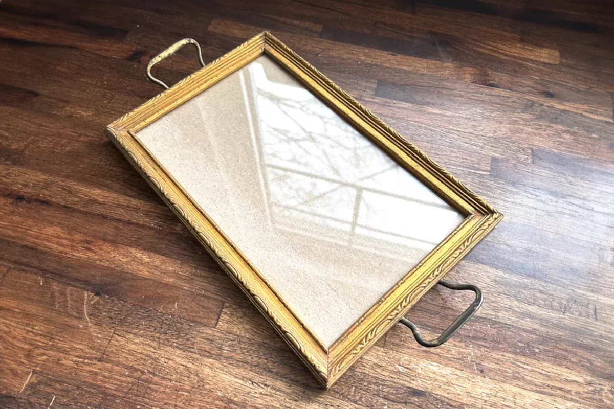 Vintage Gold Wood Picture Frame Tray
