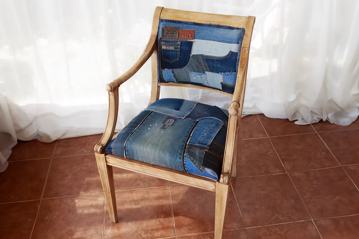Upcycle Vintage Chair With Denim Cover