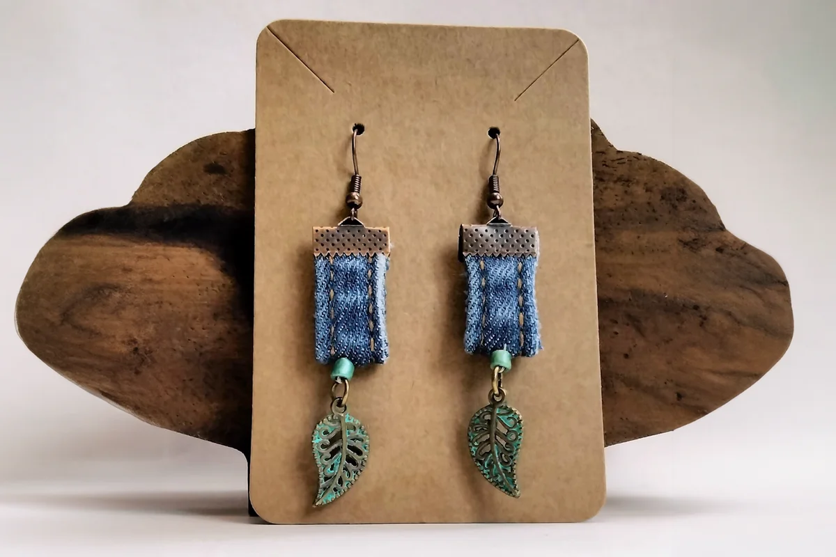 Upcycled Denim Drop Earrings