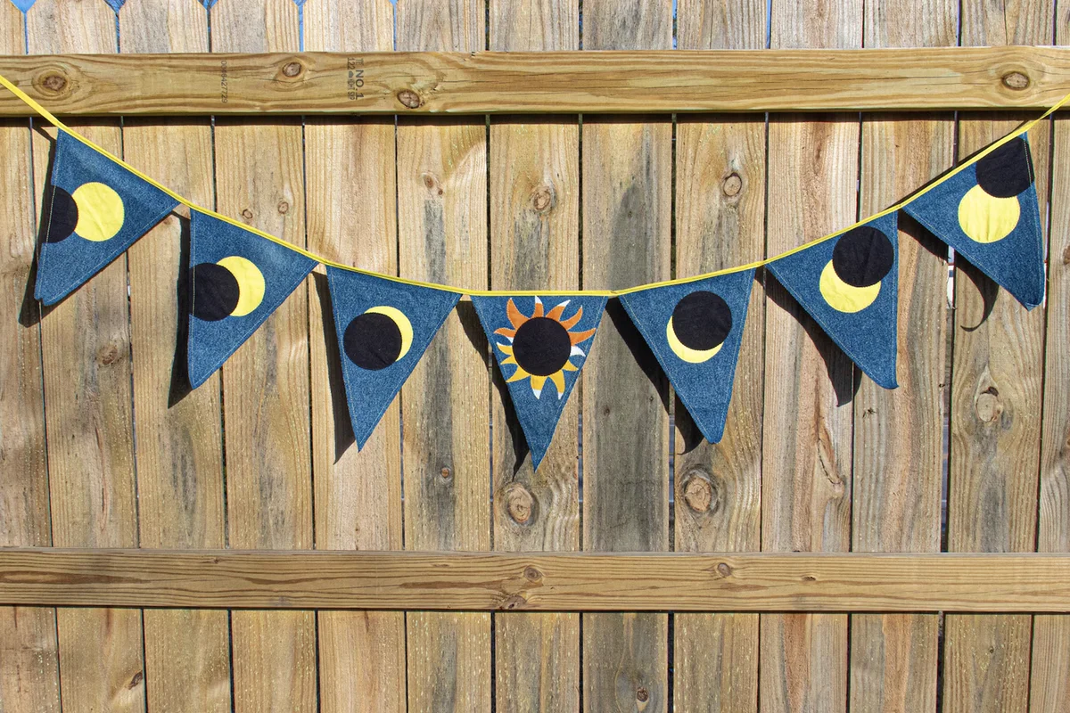 Eclipse Bunting from Upcycled Denim and Cotton Fabric
