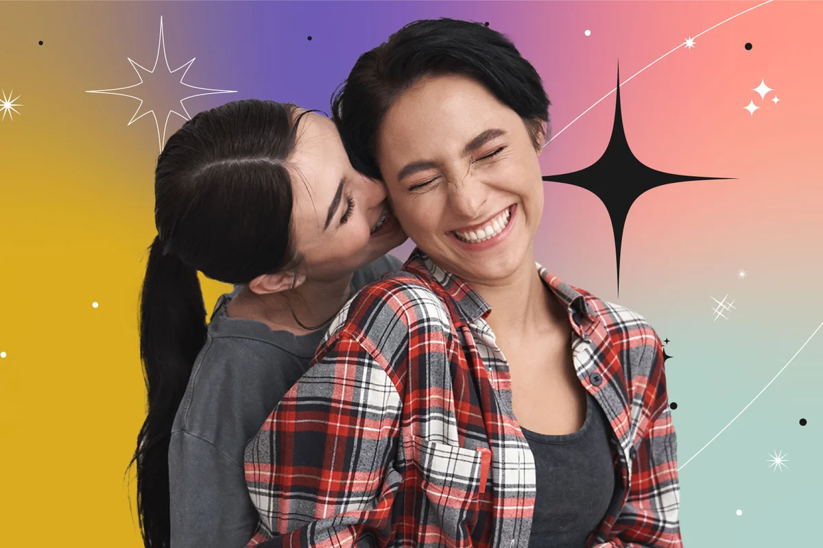 Happy couple in love cuddling