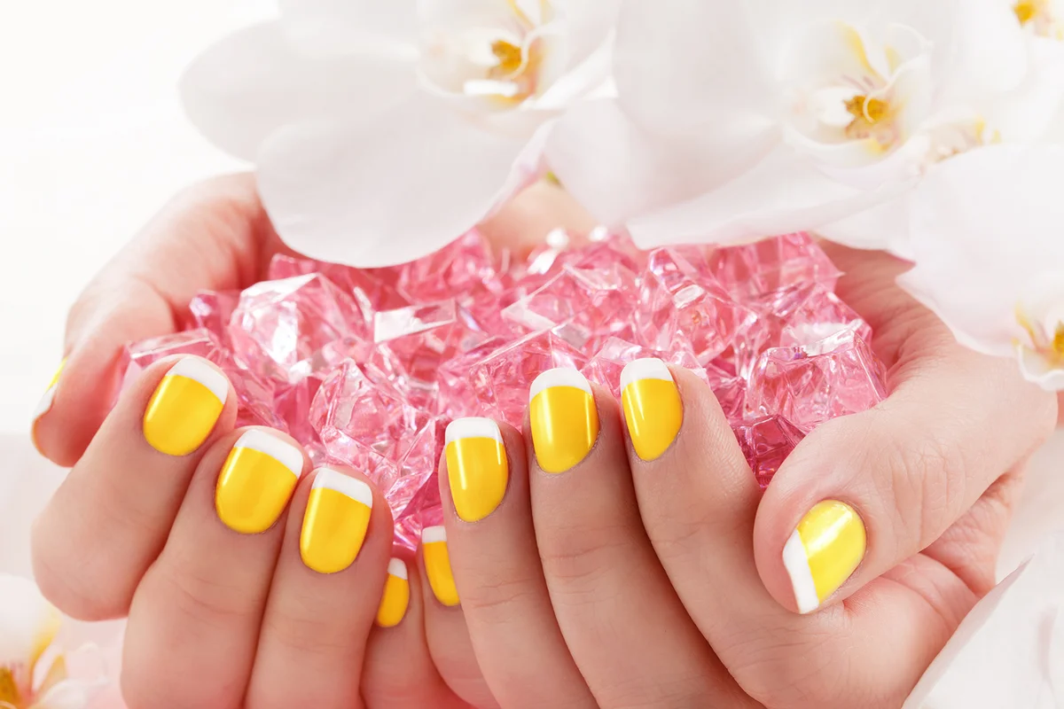 Manicure nail paint yellow color