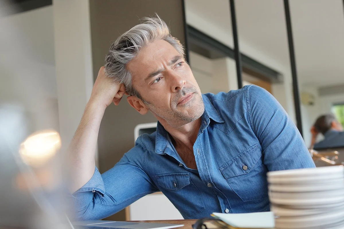 Mature man working from home