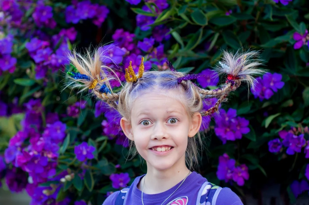 girl with wild braids