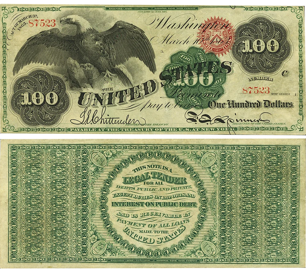 $100 1863 Legal Tender