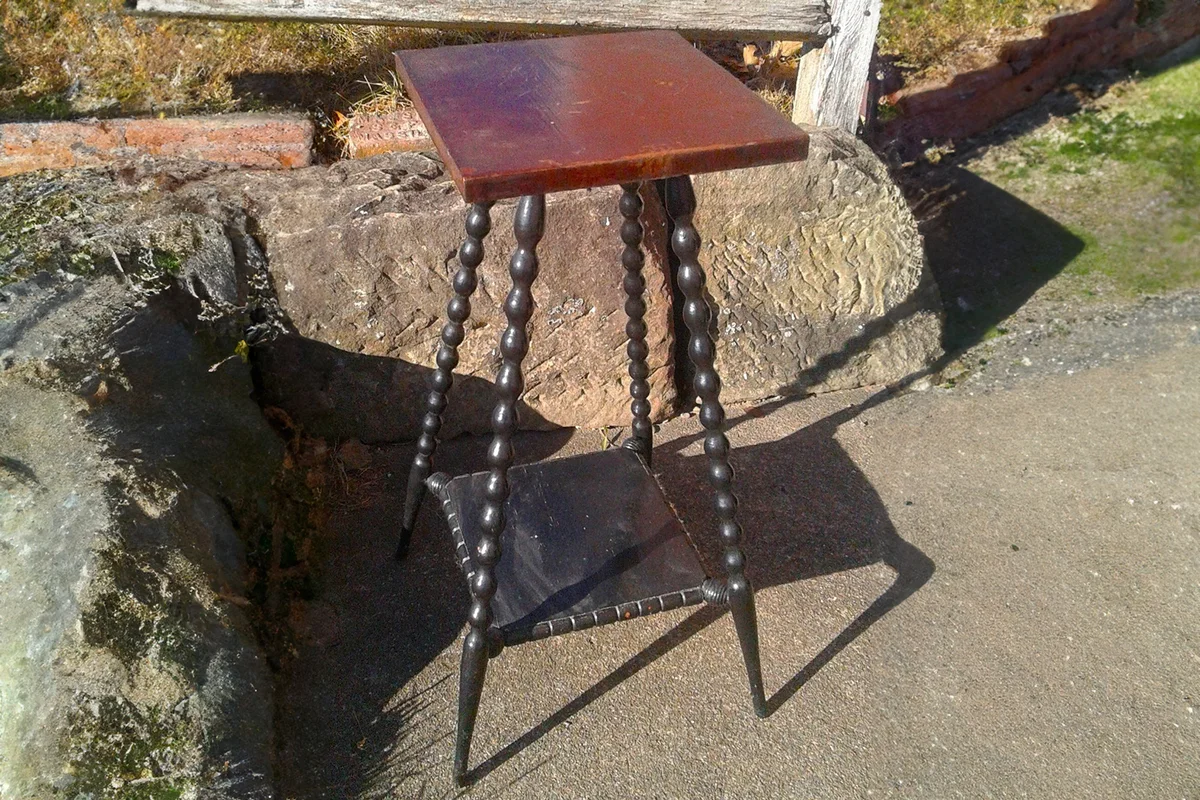 Antique Plant Stand Maple Wood with Turned Bobbin Legs 1900s Era