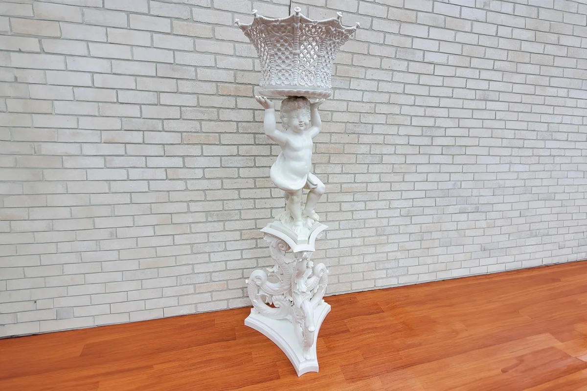 Antique Italian Victorian Figural Cherub Plant Stand Floor Sculpture