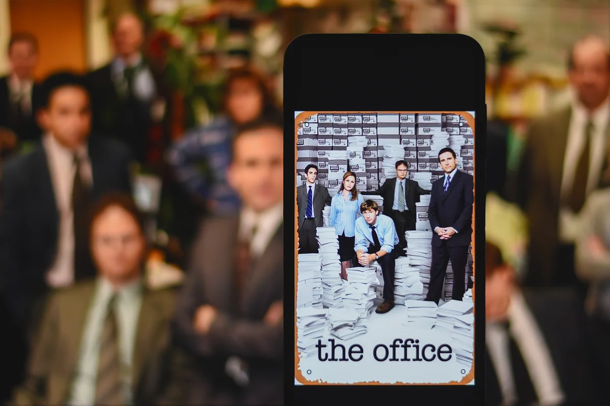 Selective focus of The Office poster.