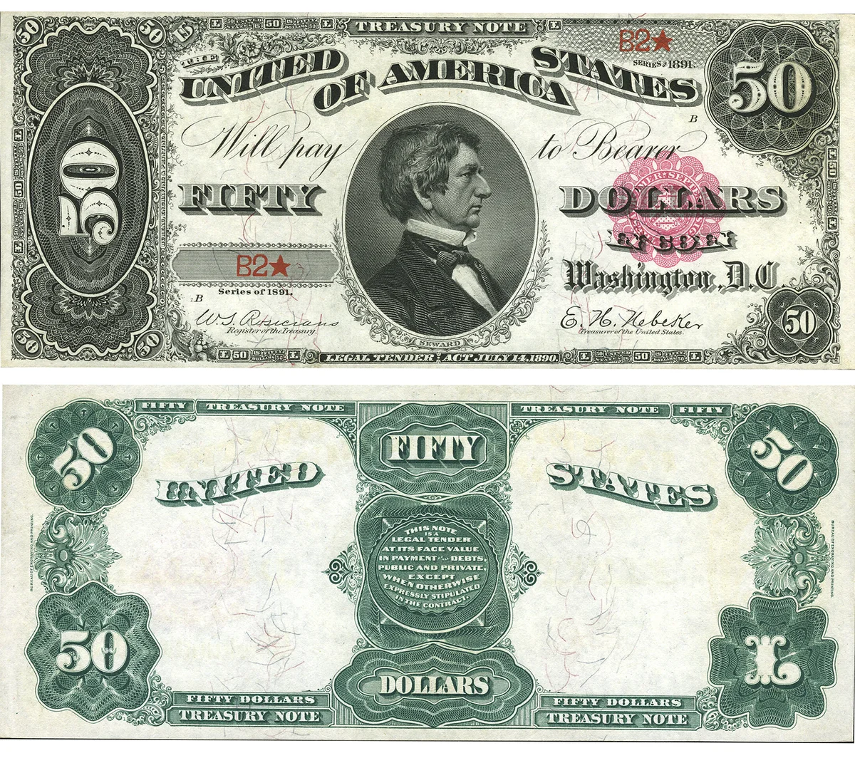$50 1891 Treasury Note Choice