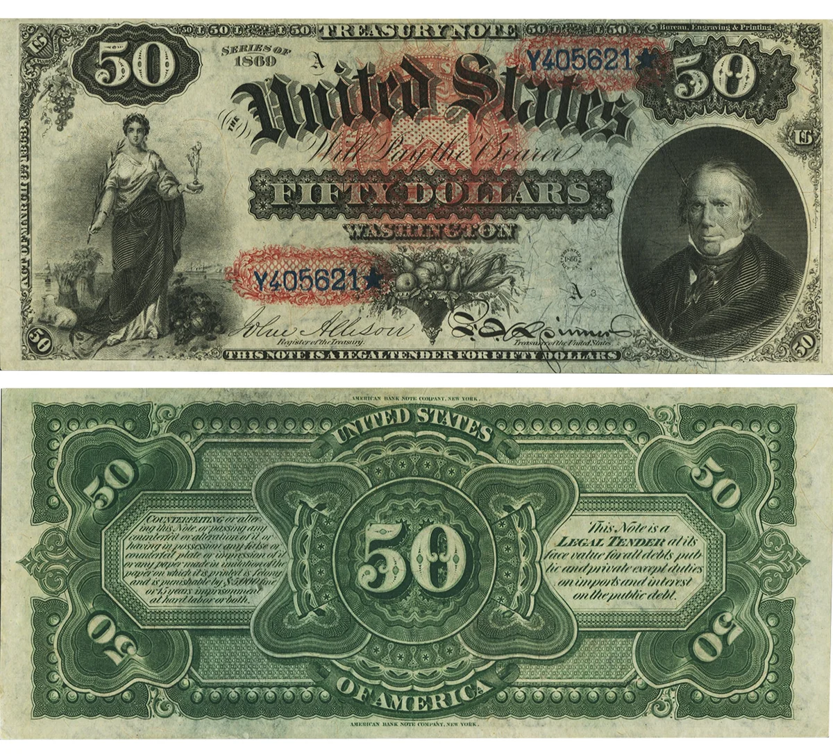 $50 1869 Legal Tender