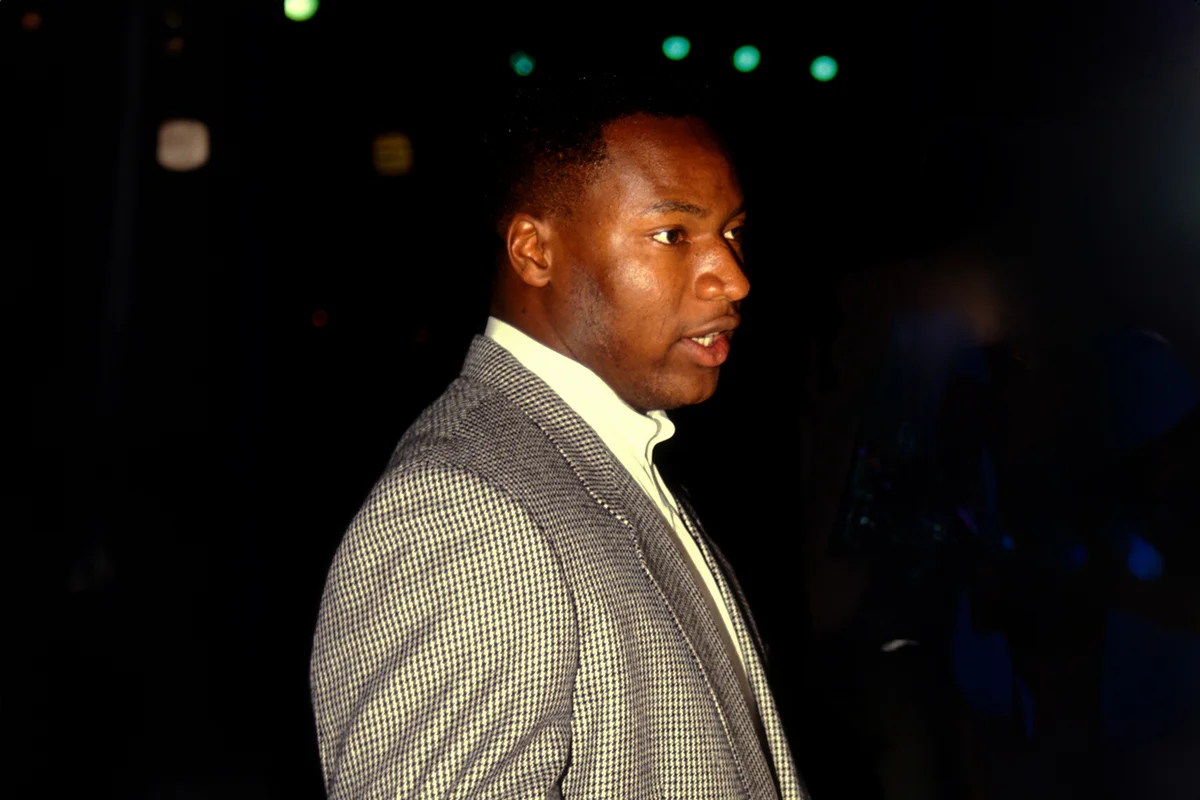 Baseball star Bo Jackson leaves Spago restaurant.