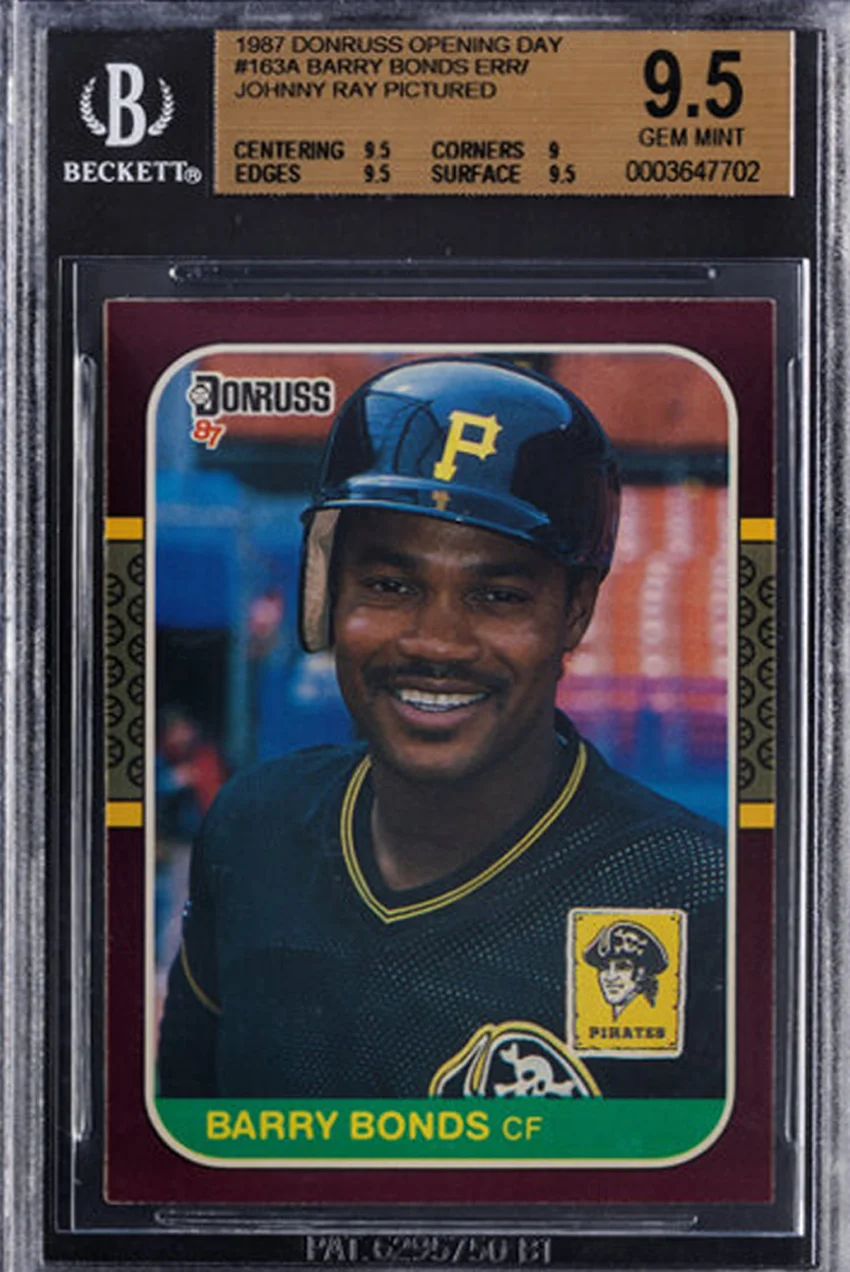 1987 Donruss Opening Day Barry Bonds (Johnny Ray Front Picture) #163 BGS
