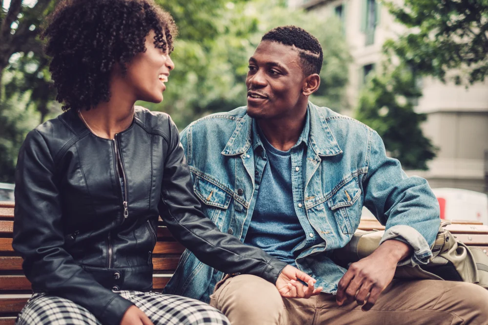 Taurus man and woman enjoying a conversation
