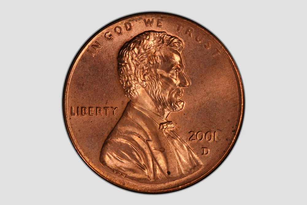 2001-D Lincoln Cent, MS66 Red Muled with a Roosevelt Dime Reverse