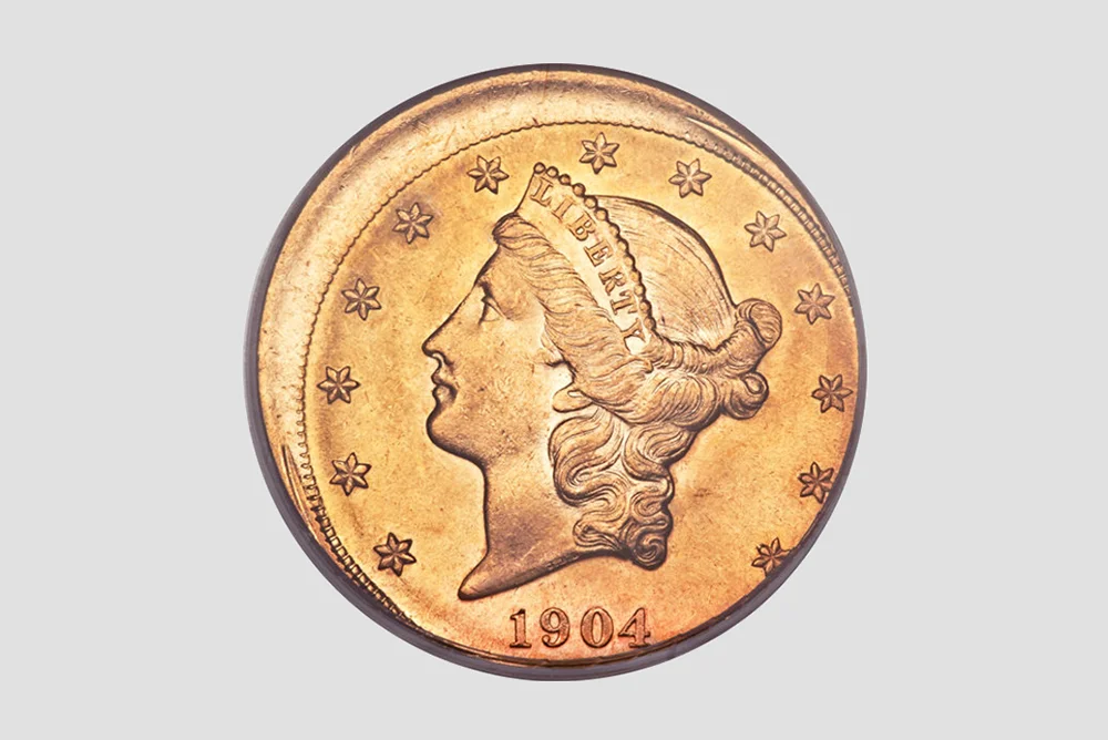 1904 $20 Liberty Double Eagle Struck Off Center