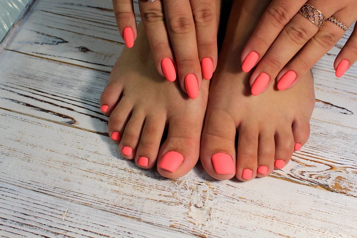 glamorous manicure of nails on beautiful female hands