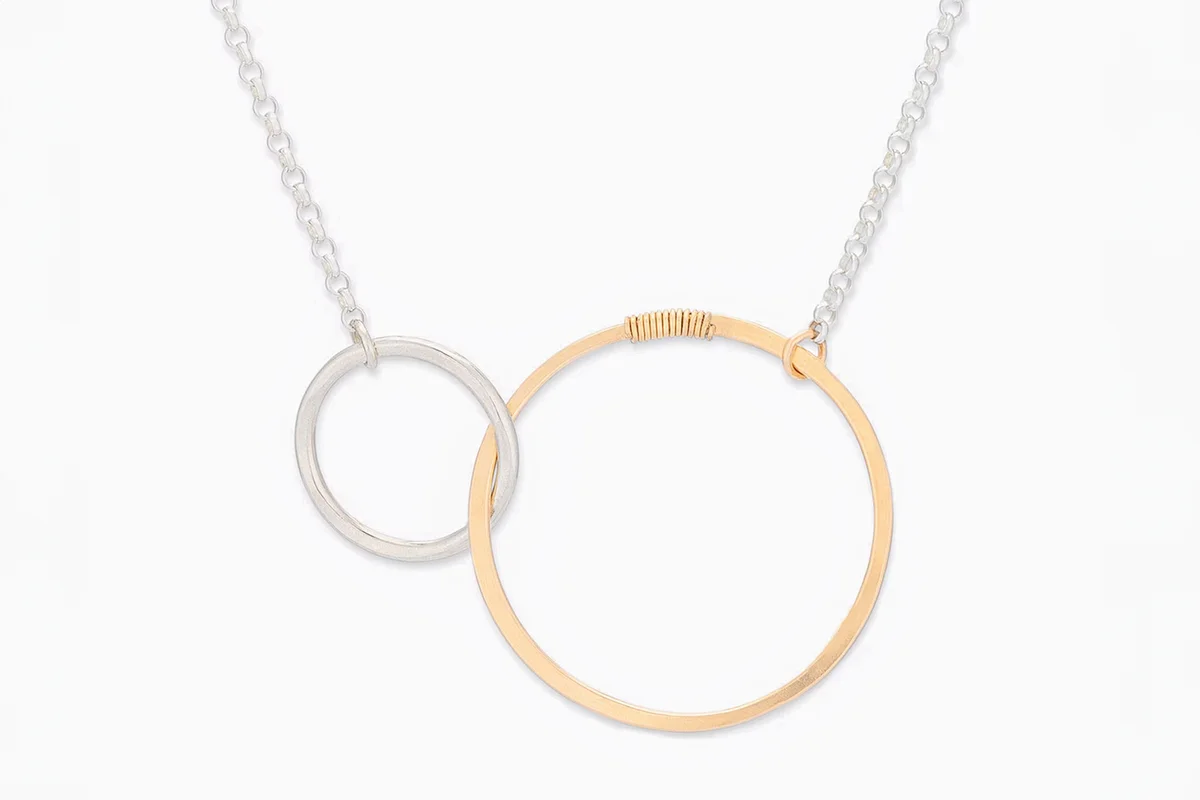Bold Mom Necklace, Mixed Metal Circle Necklace, Motherhood Necklace, Mom Gift