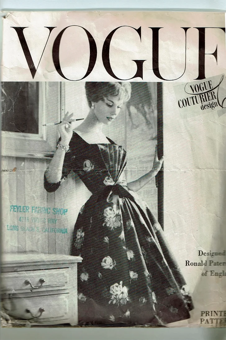 1950s Sewing Pattern Vogue 100 Dress Size 12 Ronald Paterson of England Vogue Couturier