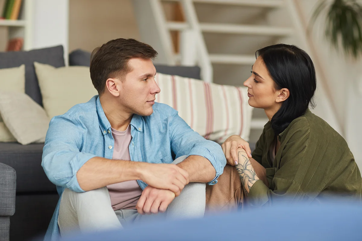 young couple talking to each other