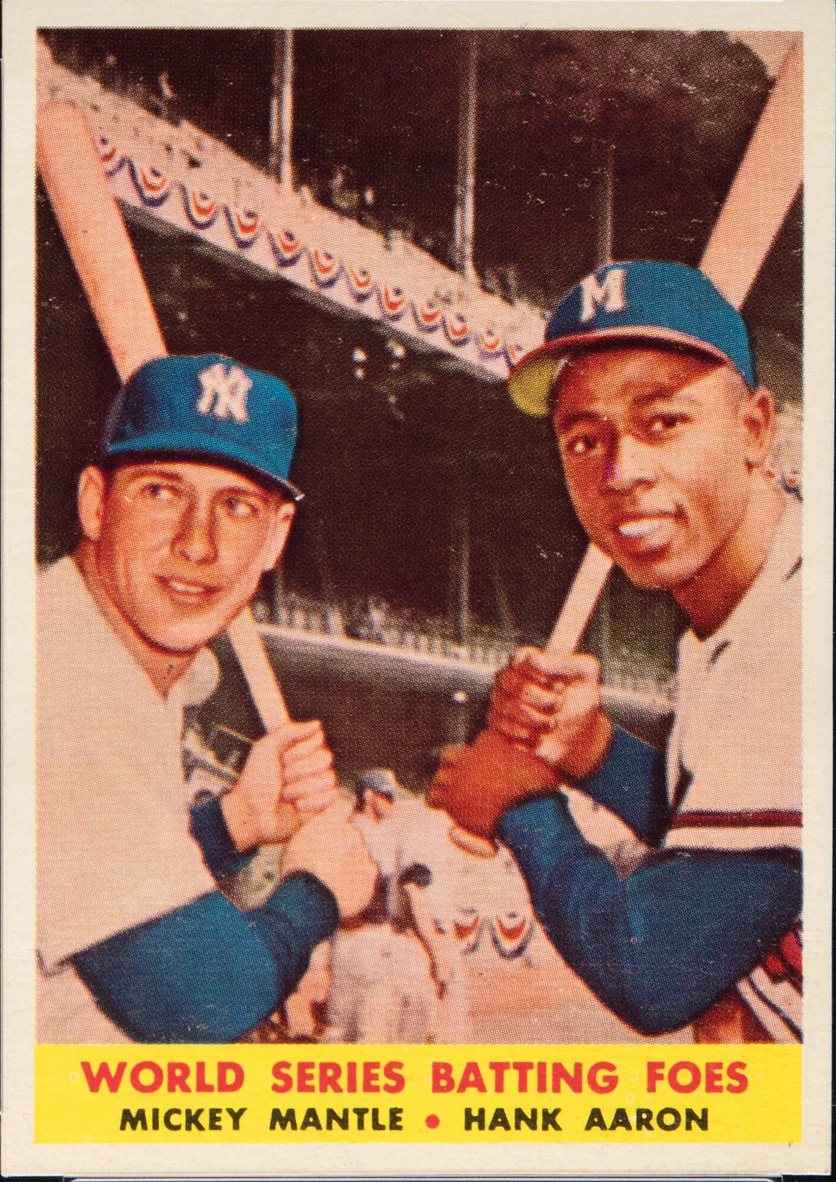 1958 Topps Mickey Mantle & Hank Aaron (World Series Batting Foes) #418
