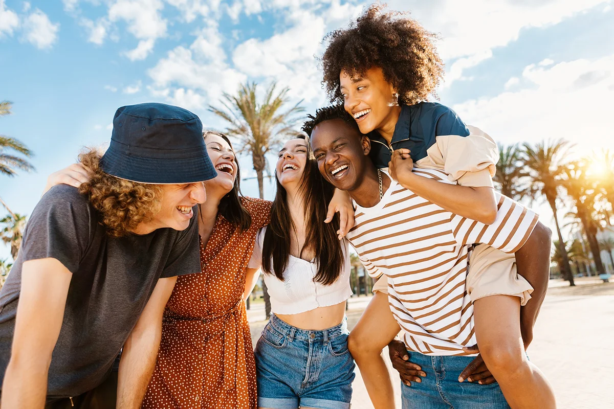 happy young friends having fun together