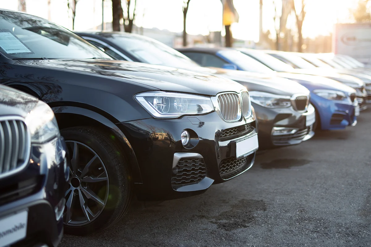 Cars in a row, automotive industry