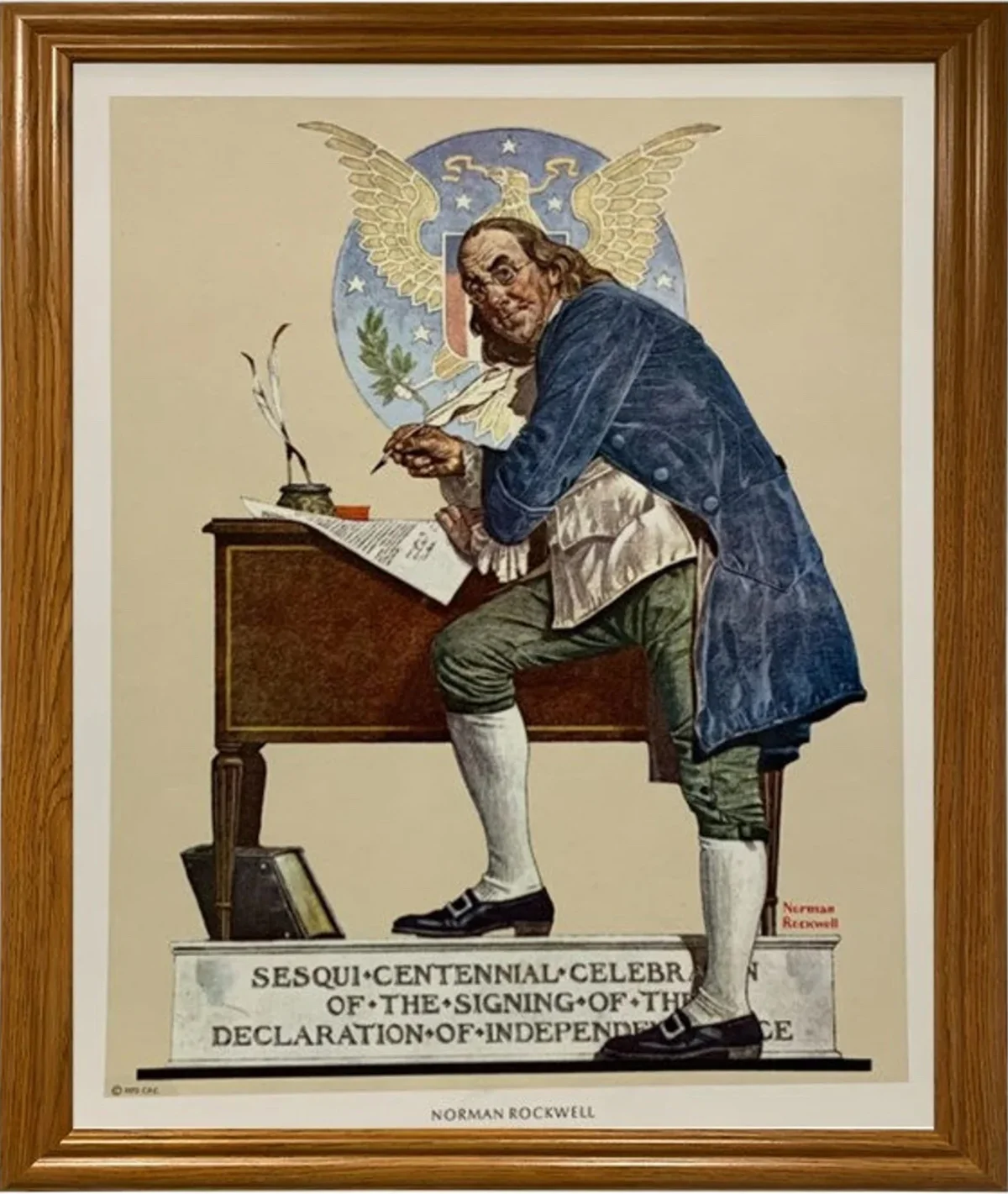 Norman Rockwell Benjamin Franklin Rustic Art