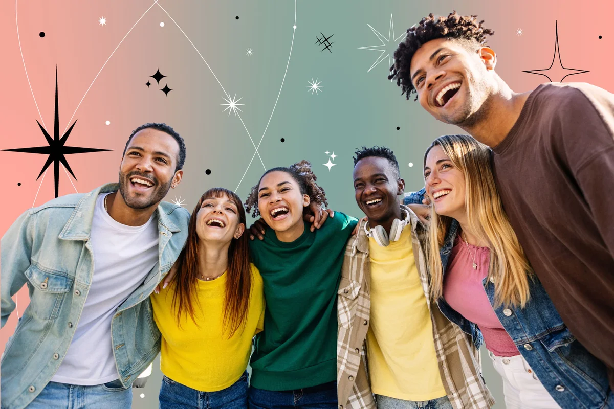 Young group of people having fun together