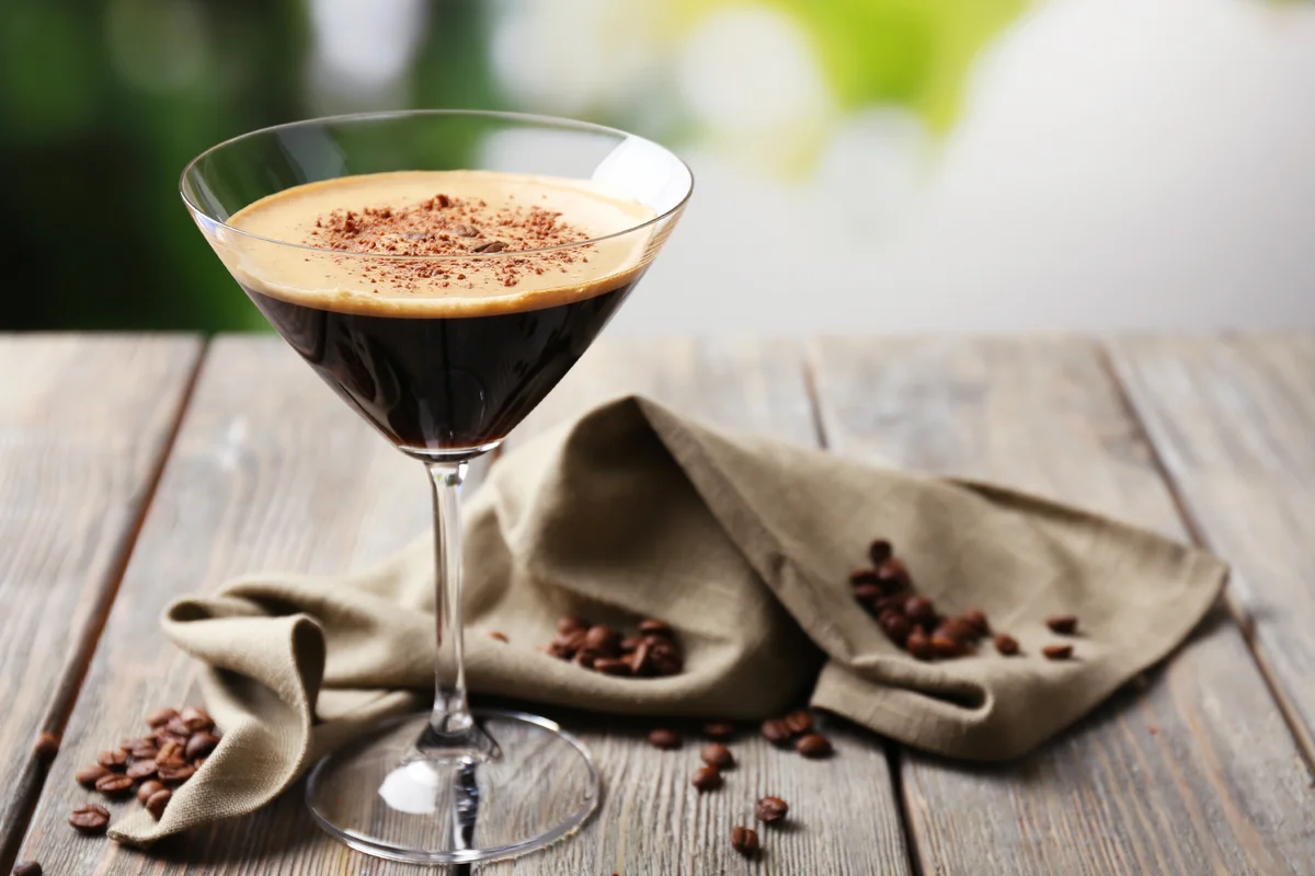 Espresso cocktail served on table