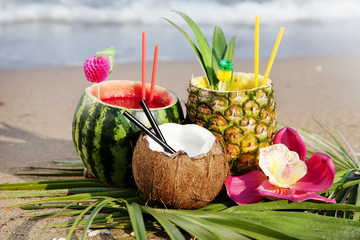 nice fresh exotic cocktails, served on the beach