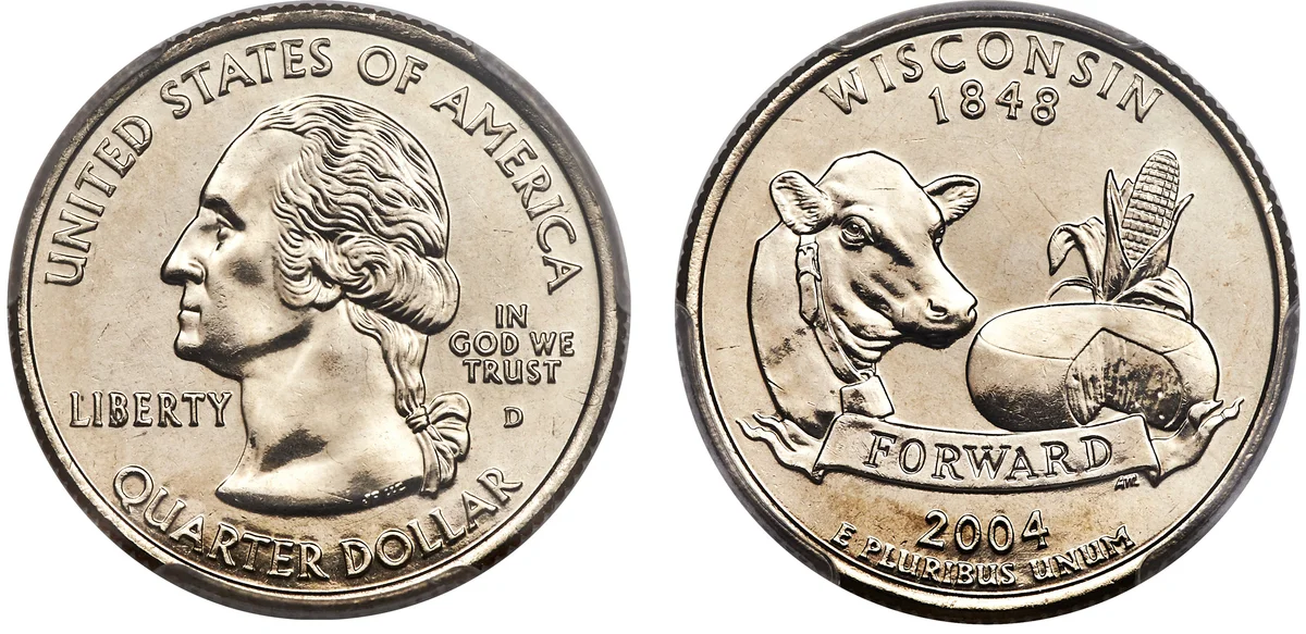 2004-D 25C Wisconsin, Extra Leaf Lo